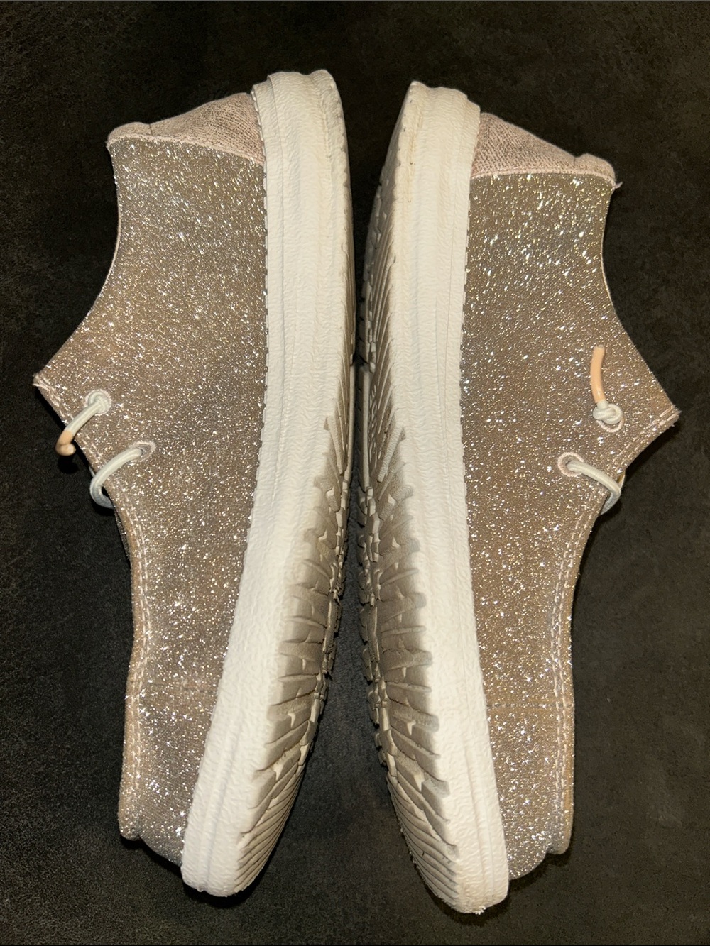 Hey Dude Wendy Metallic Sparkle Rose Gold Glitter Foam Slip On Shoes 10 Pink - Picture 4 of 12